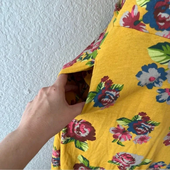 Matilda Jane Alana Jersey Knit Floral Maxi Wrap Dress Mustard Women's Small - Picture 7 of 12